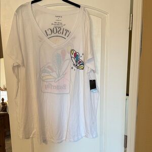Torrid White Tee with Colorful Butterfly Graphic